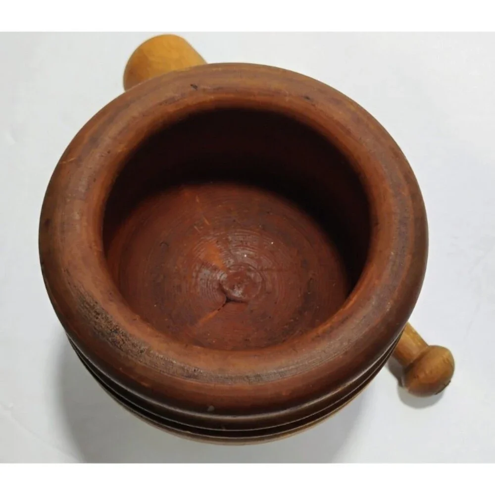 Vintage or Antique Wooden Mortar & Pestle Hand Turned Wood 4.5